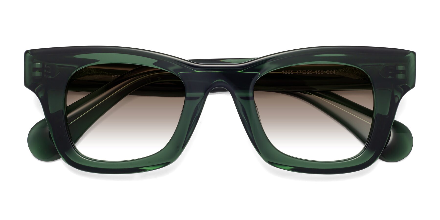 Folded Front of Route in Jade Green with Brown Gradient Lenses