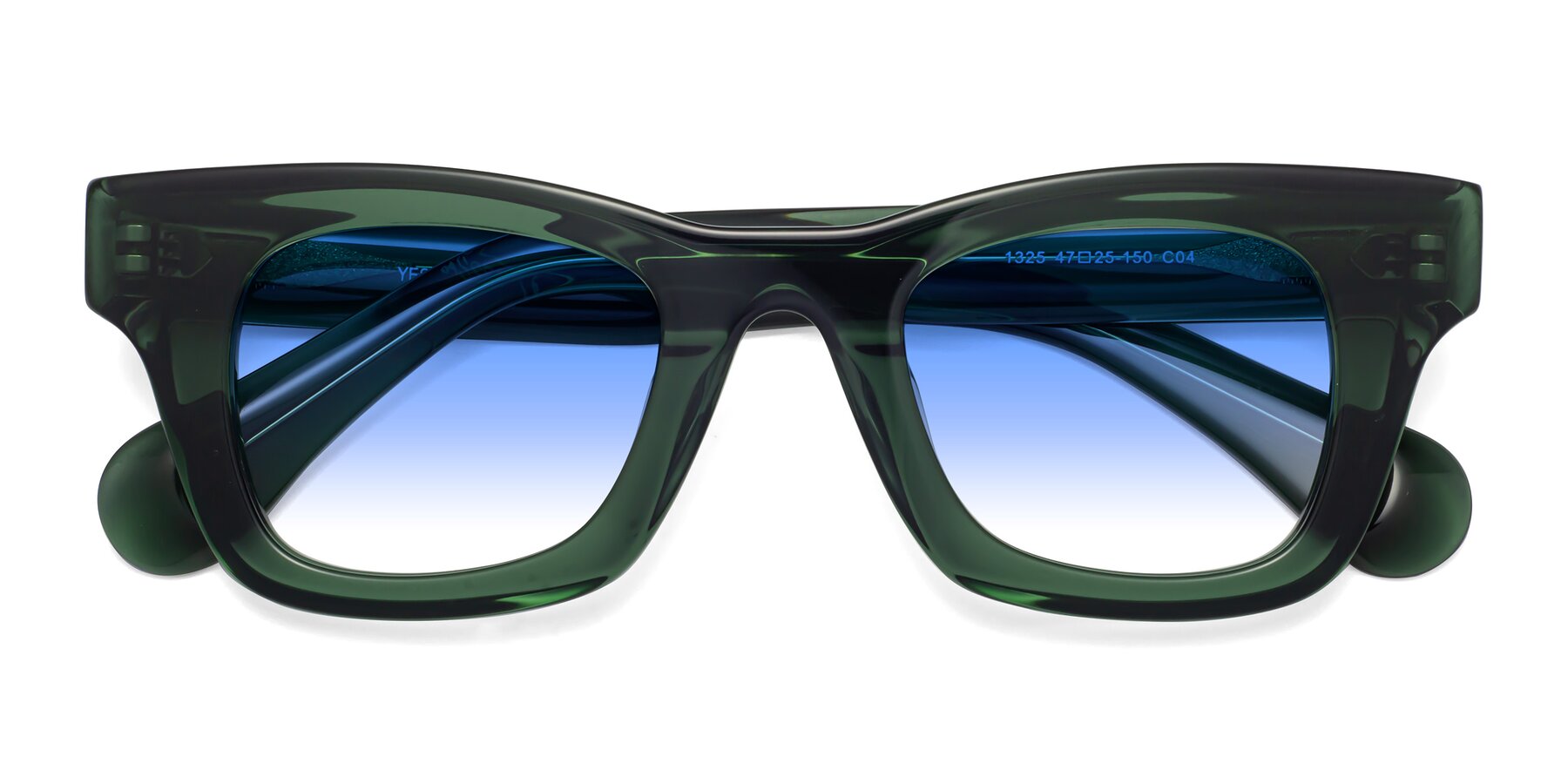 Folded Front of Route in Jade Green with Blue Gradient Lenses