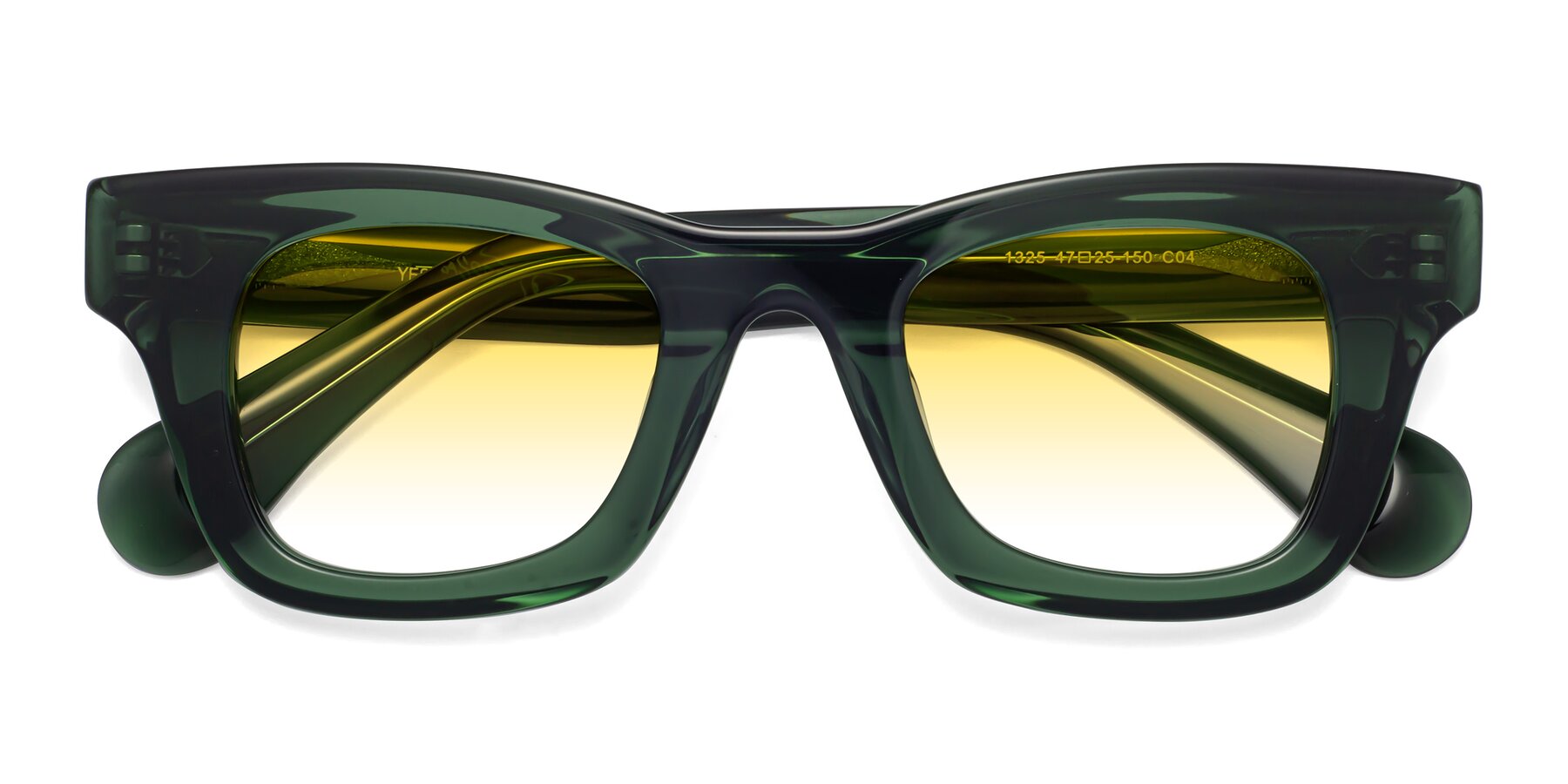 Folded Front of Route in Jade Green with Yellow Gradient Lenses