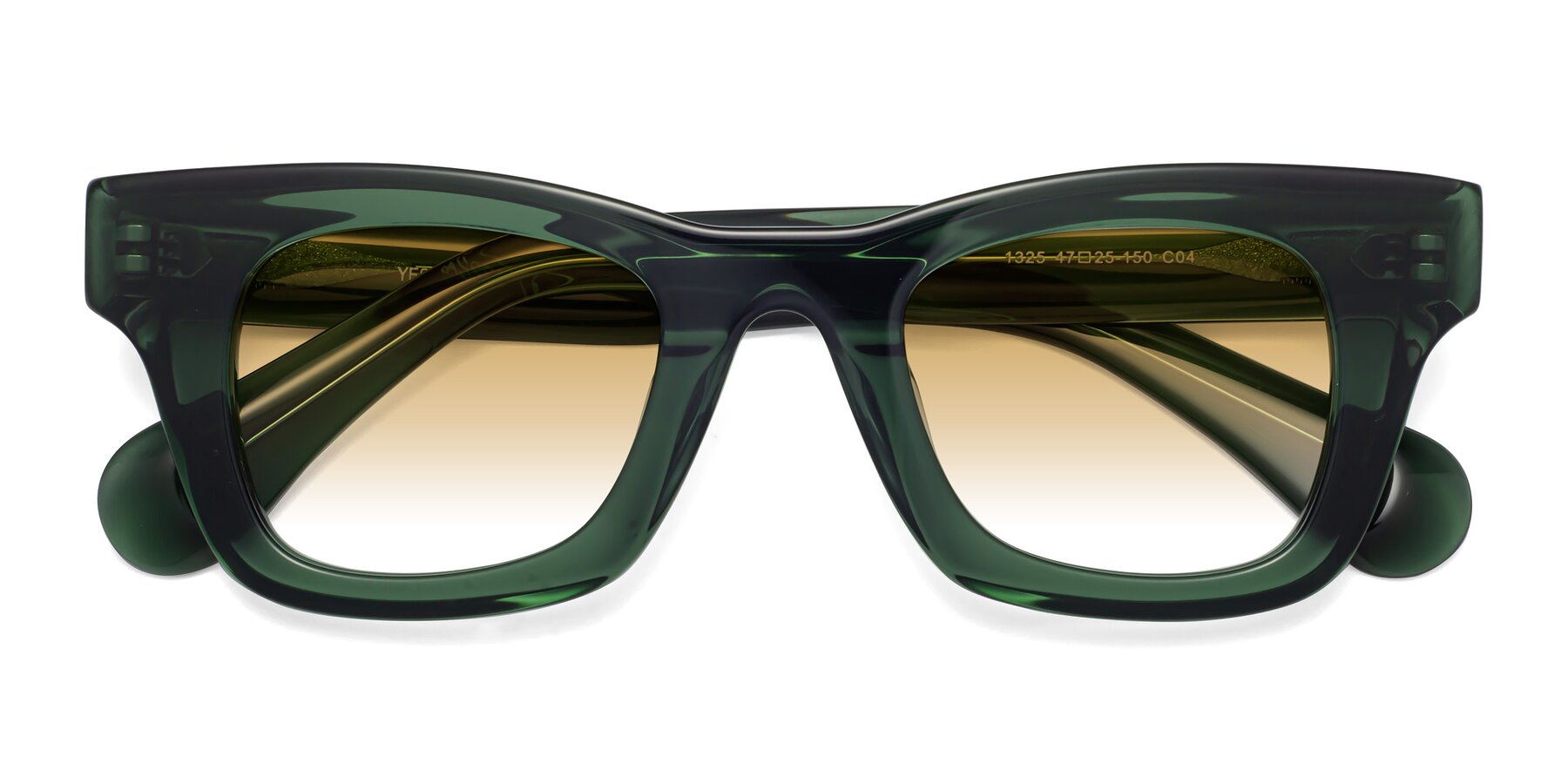 Folded Front of Route in Jade Green with Champagne Gradient Lenses