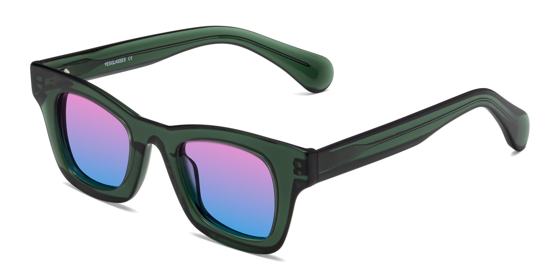 Angle of Route in Jade Green with Pink / Blue Gradient Lenses