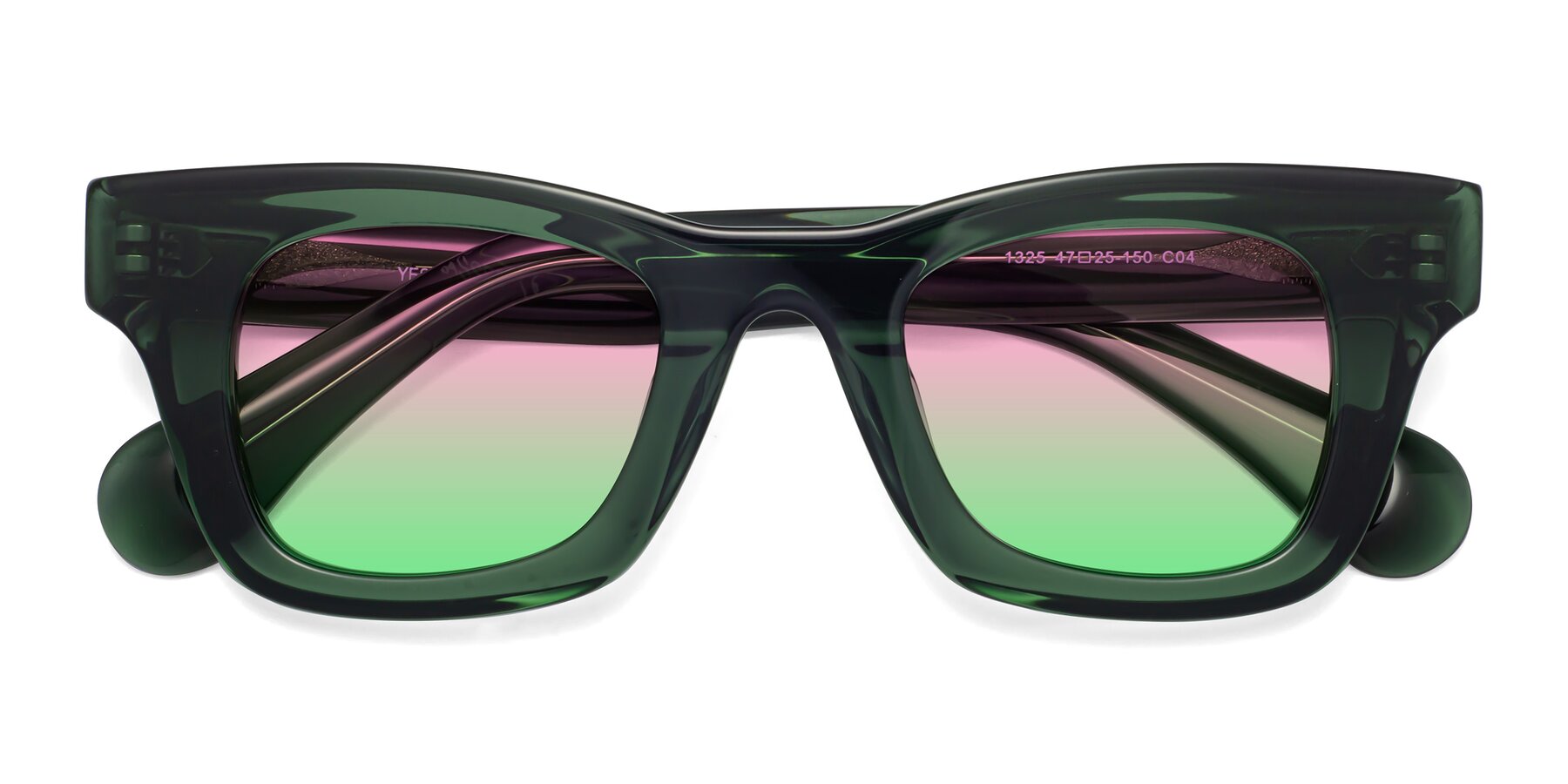 Folded Front of Route in Jade Green with Pink / Green Gradient Lenses