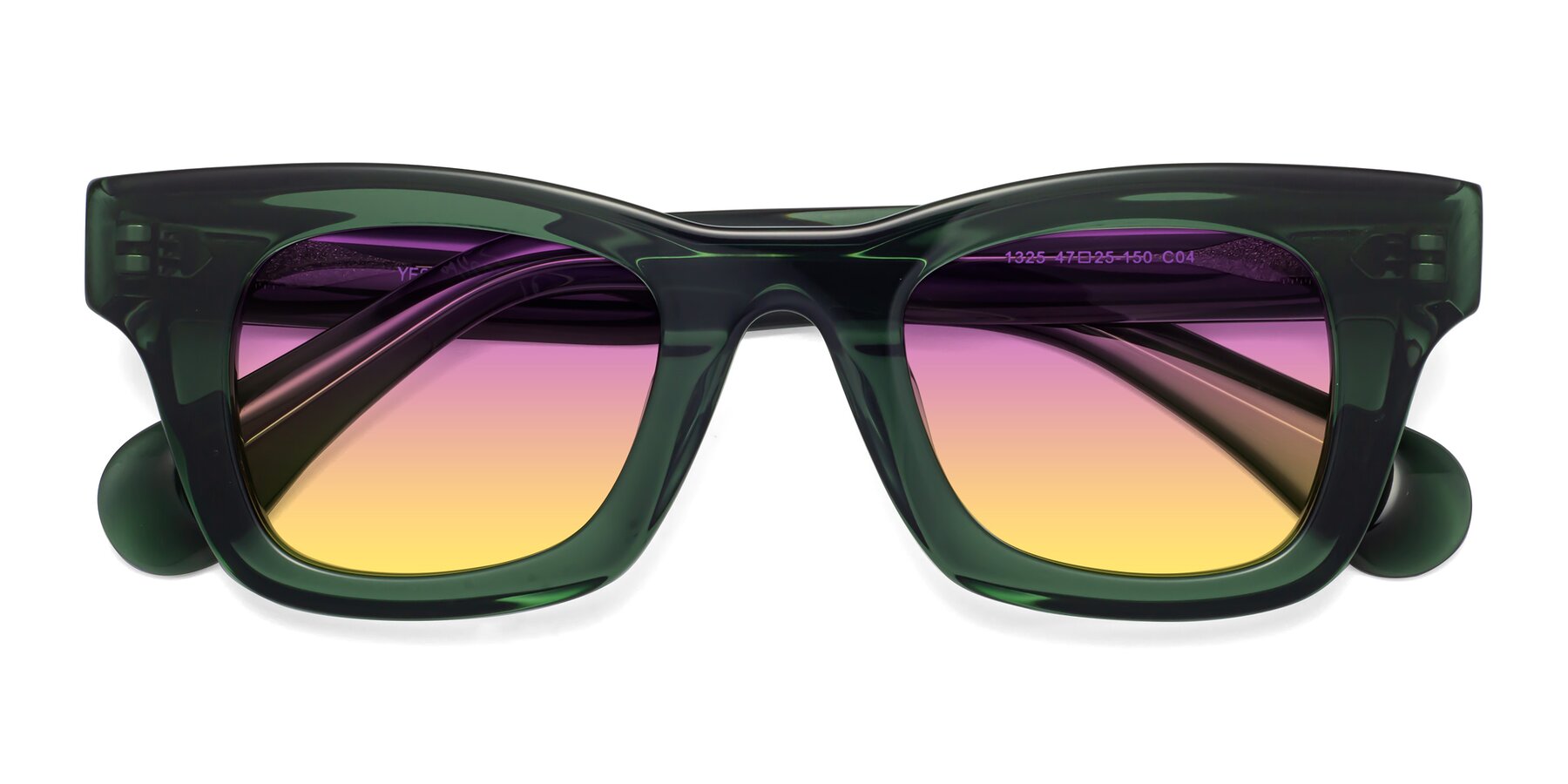 Folded Front of Route in Jade Green with Purple / Yellow Gradient Lenses