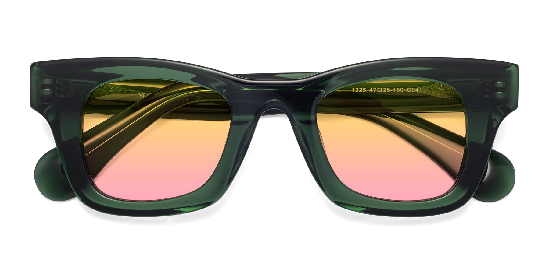 Folded Front of Route in Jade Green with Yellow / Pink Gradient Lenses