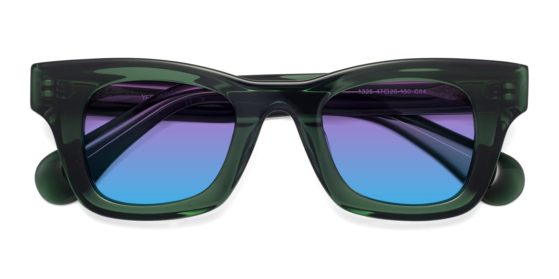 Folded Front of Route in Jade Green with Purple / Blue Gradient Lenses