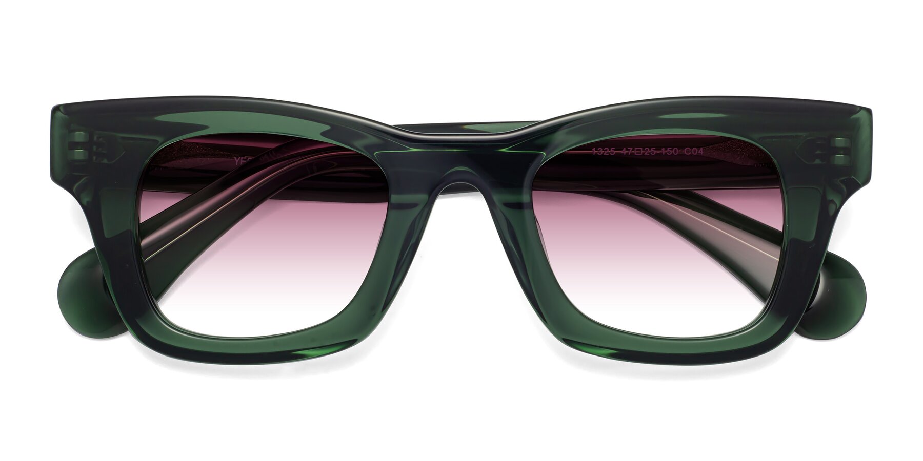 Folded Front of Route in Jade Green with Wine Gradient Lenses