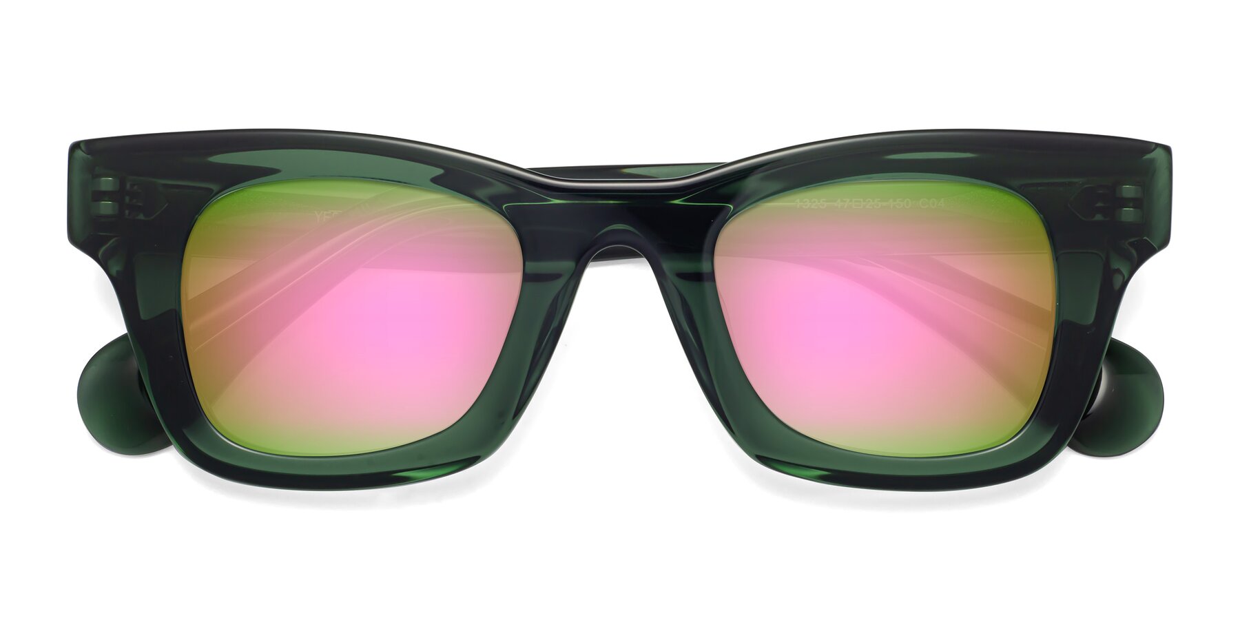 Folded Front of Route in Jade Green with Pink Mirrored Lenses