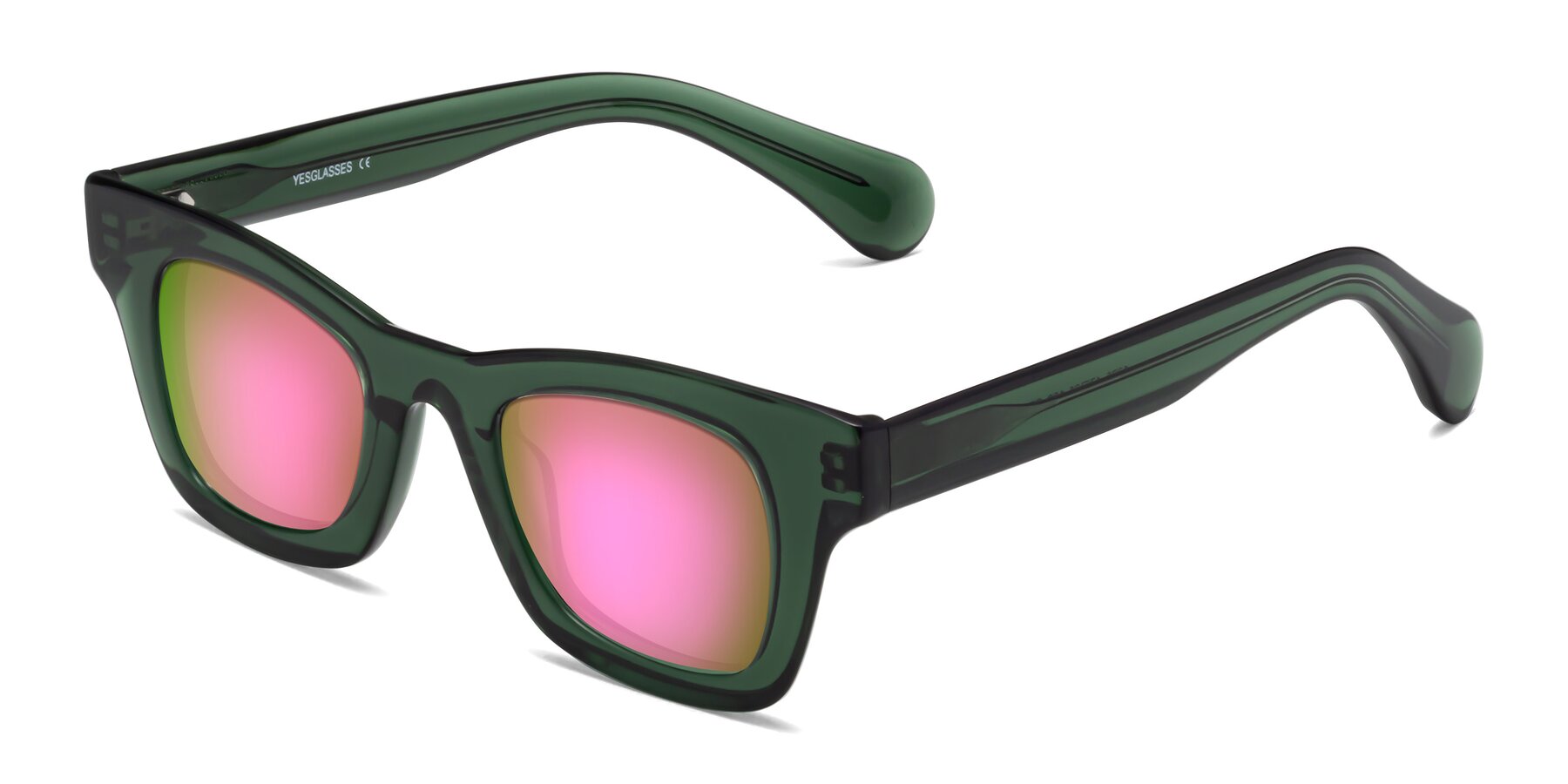 Angle of Route in Jade Green with Pink Mirrored Lenses