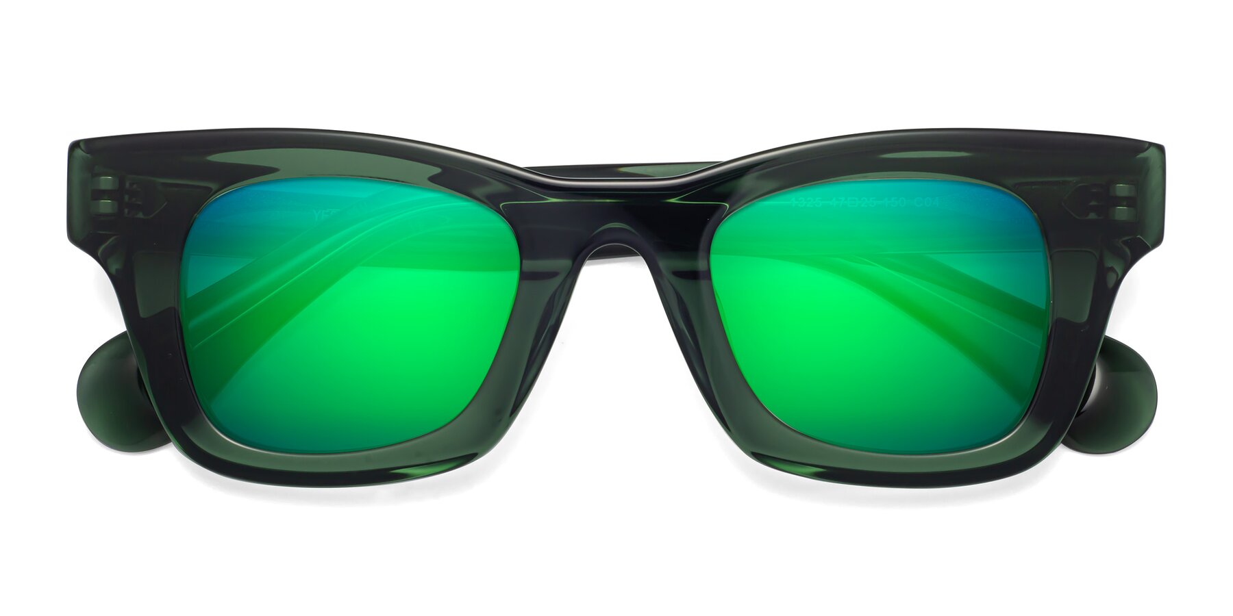 Folded Front of Route in Jade Green with Green Mirrored Lenses
