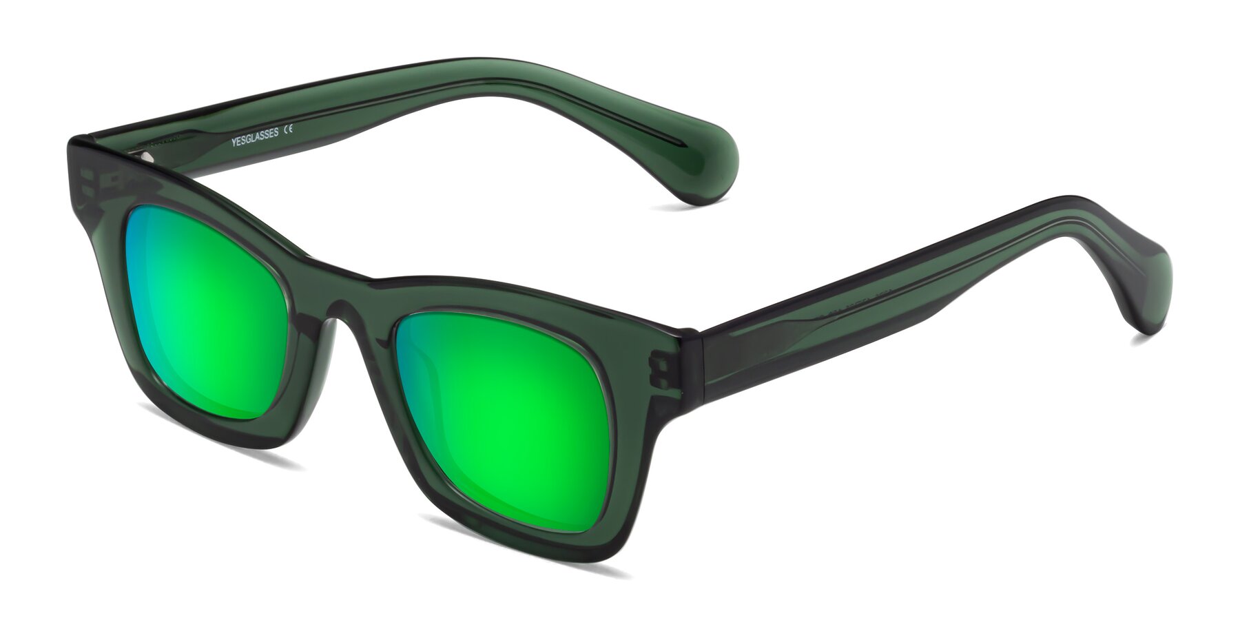 Angle of Route in Jade Green with Green Mirrored Lenses