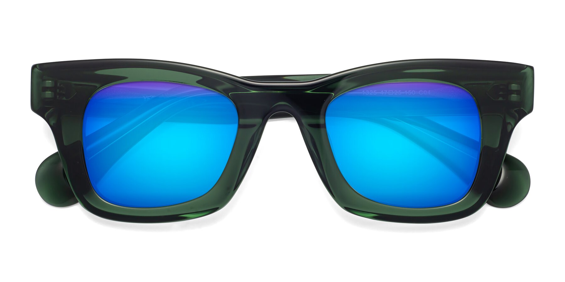 Folded Front of Route in Jade Green with Blue Mirrored Lenses