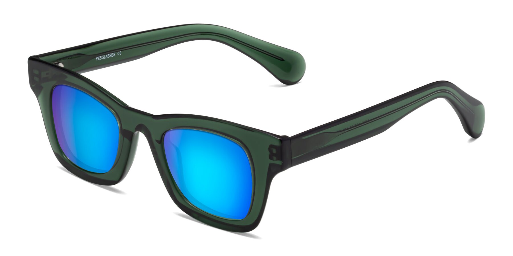 Angle of Route in Jade Green with Blue Mirrored Lenses
