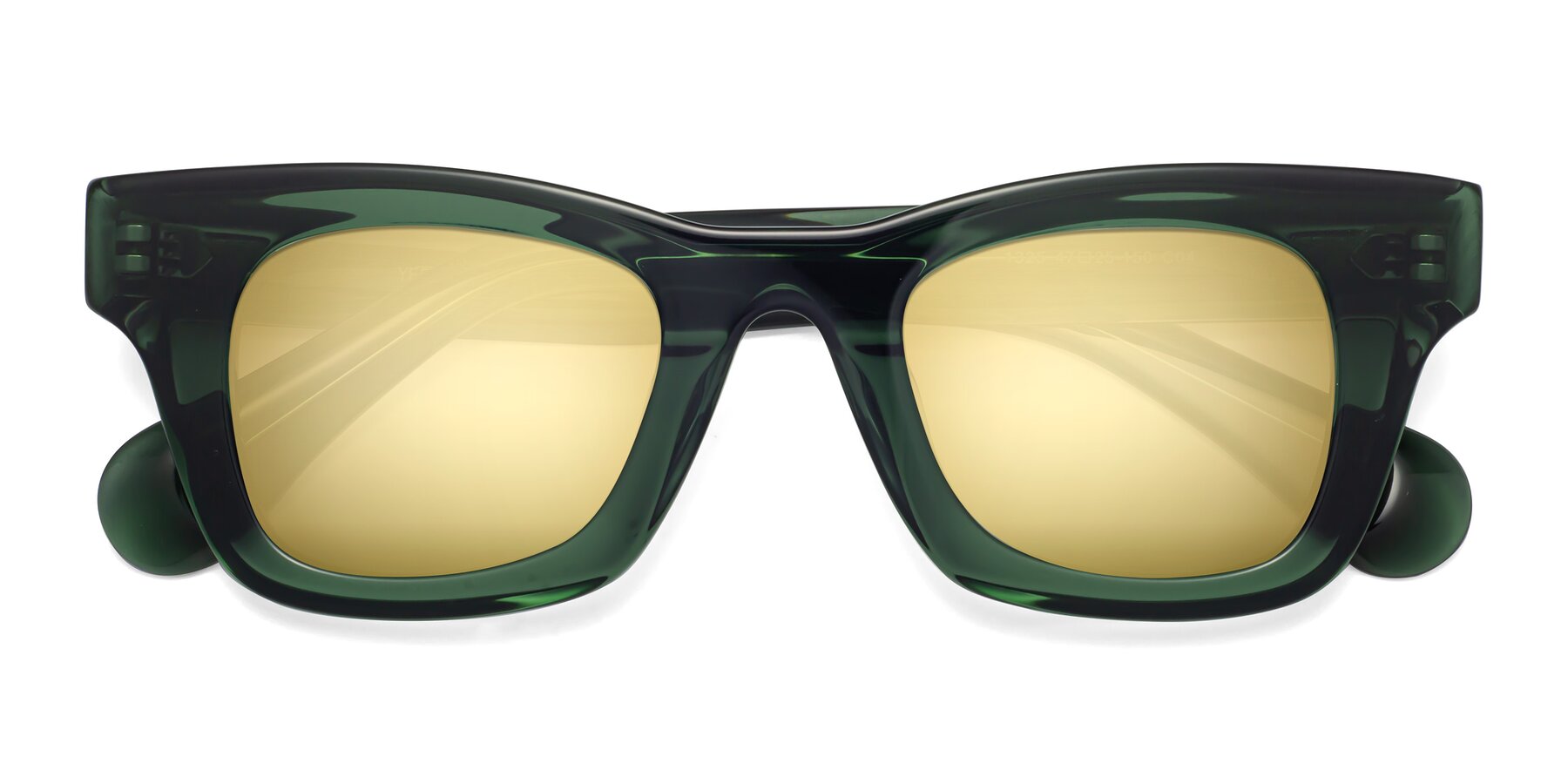 Folded Front of Route in Jade Green with Gold Mirrored Lenses