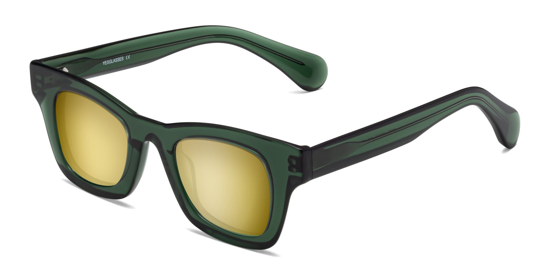 Angle of Route in Jade Green with Gold Mirrored Lenses