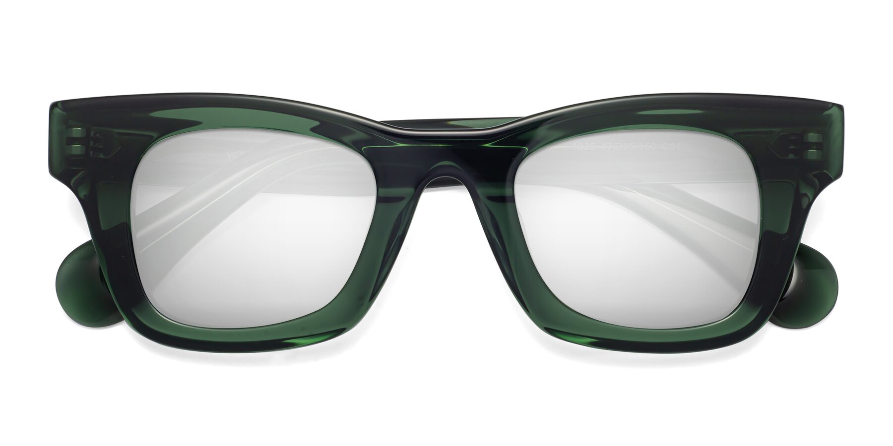Folded Front of Route in Jade Green with Silver Mirrored Lenses