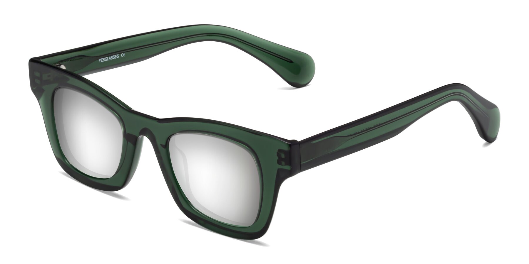 Angle of Route in Jade Green with Silver Mirrored Lenses