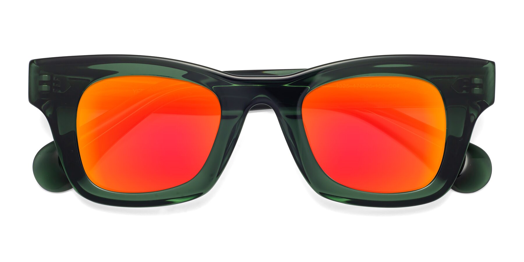 Folded Front of Route in Jade Green with Red Gold Mirrored Lenses