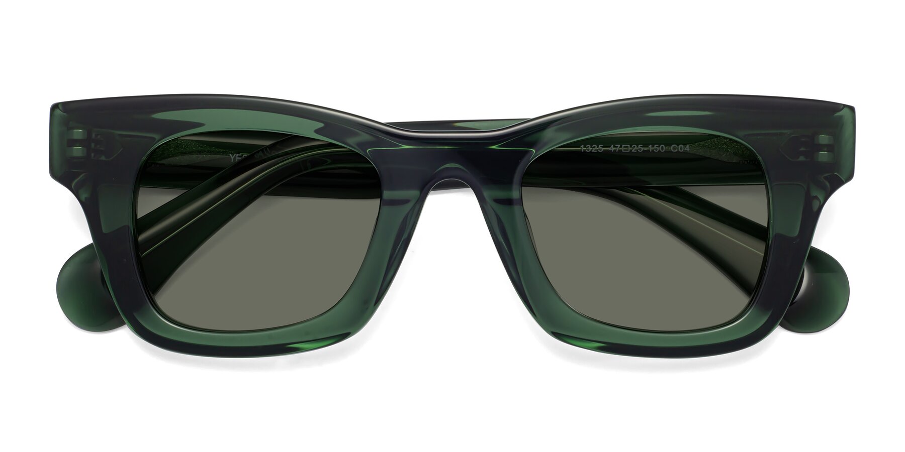 Folded Front of Route in Jade Green with Gray Polarized Lenses
