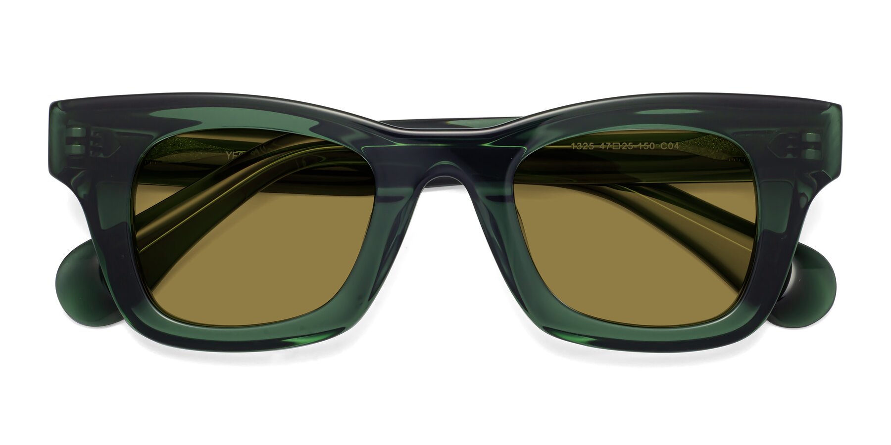 Folded Front of Route in Jade Green with Brown Polarized Lenses