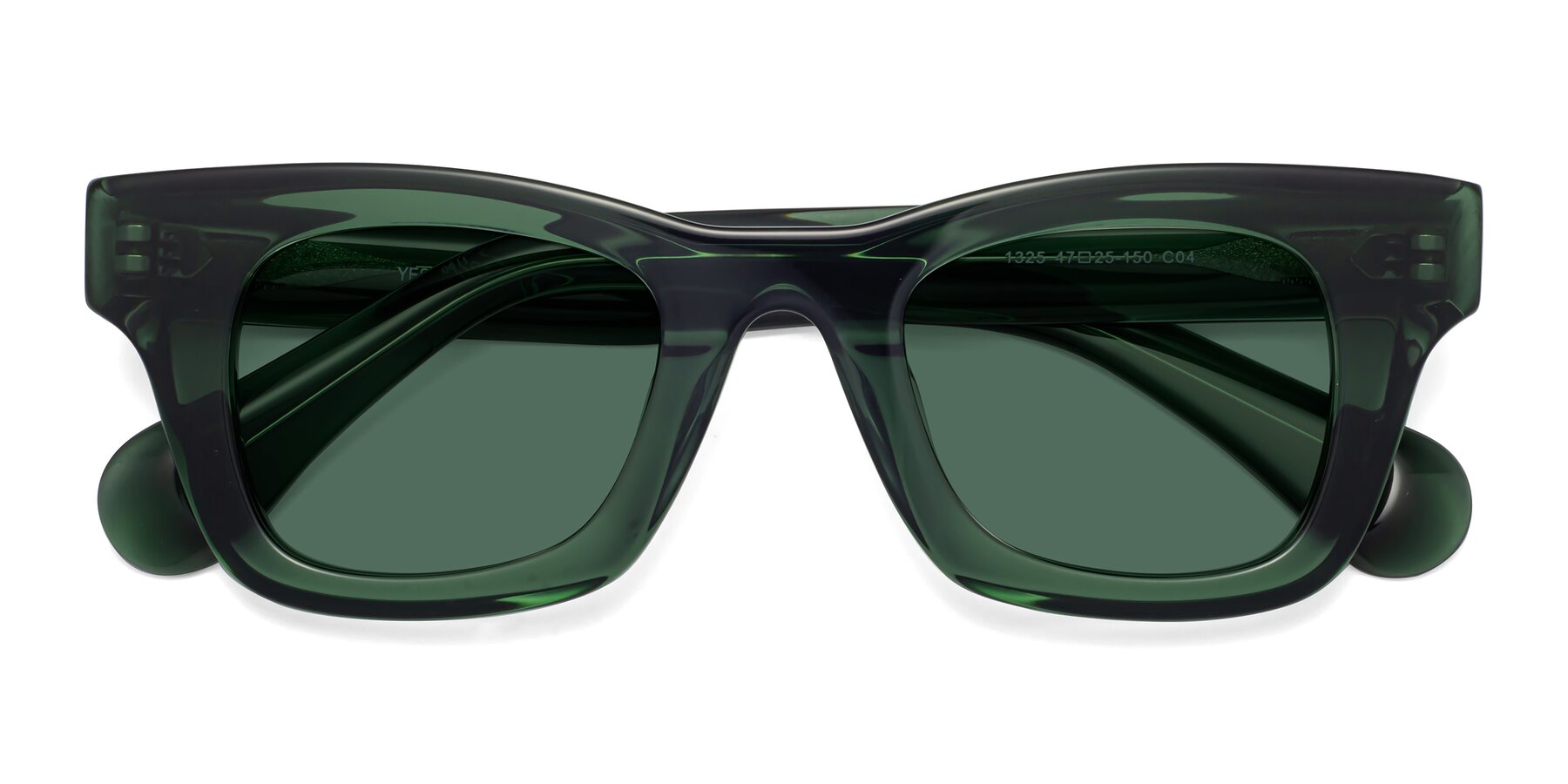 Folded Front of Route in Jade Green with Green Polarized Lenses