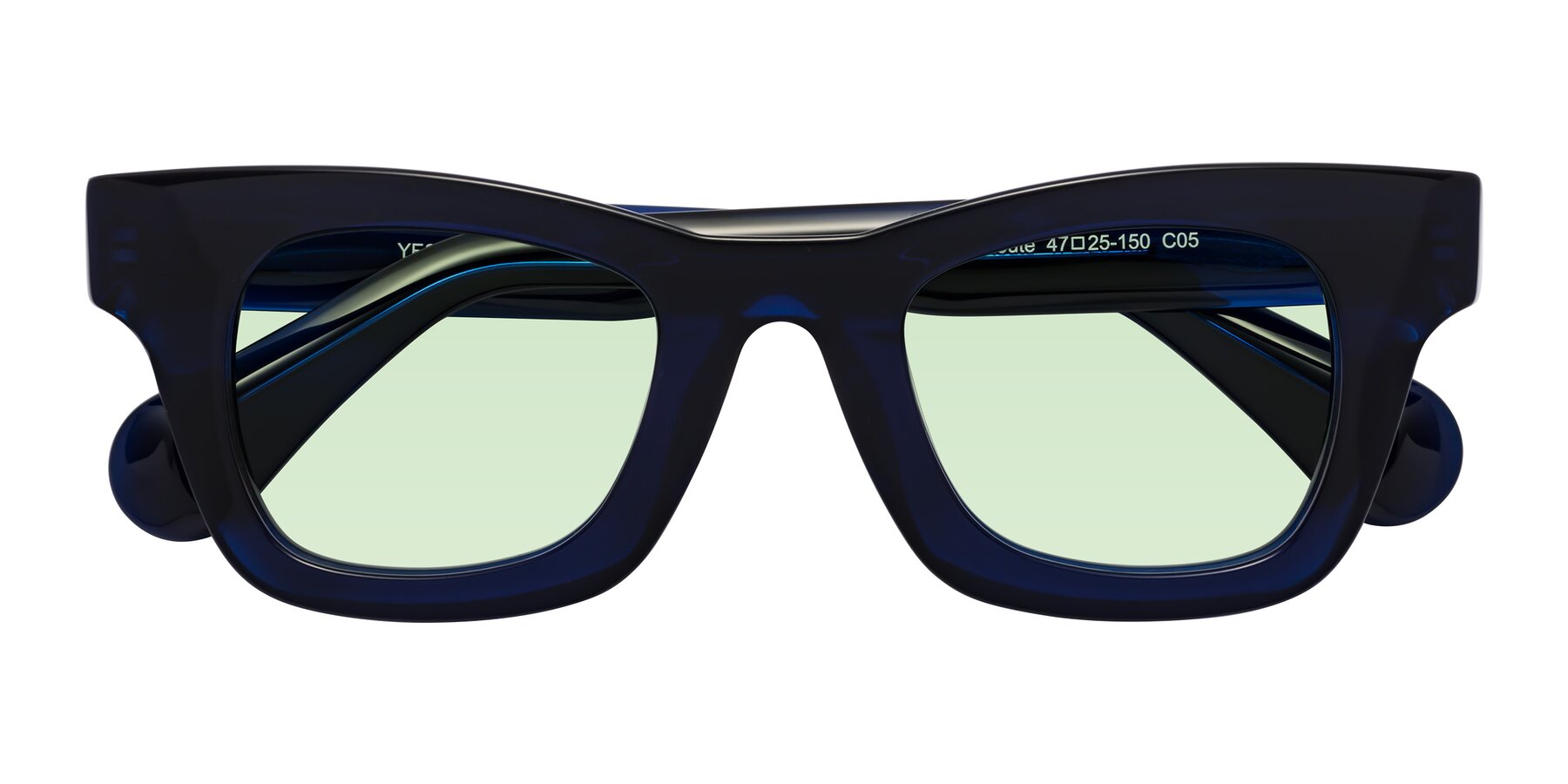 Folded Front of Route in Dark Navy with Light Green Tinted Lenses