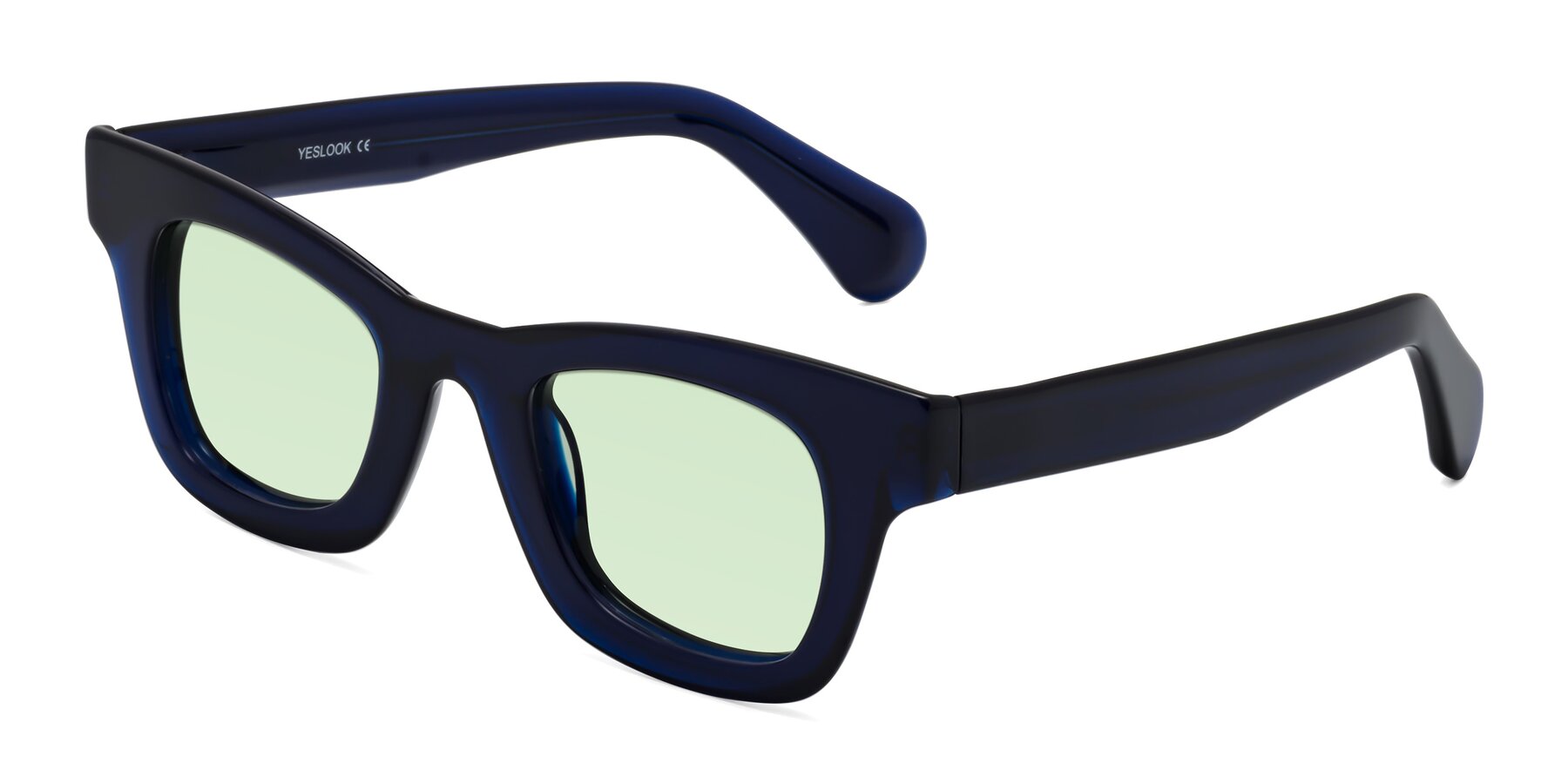 Angle of Route in Dark Navy with Light Green Tinted Lenses