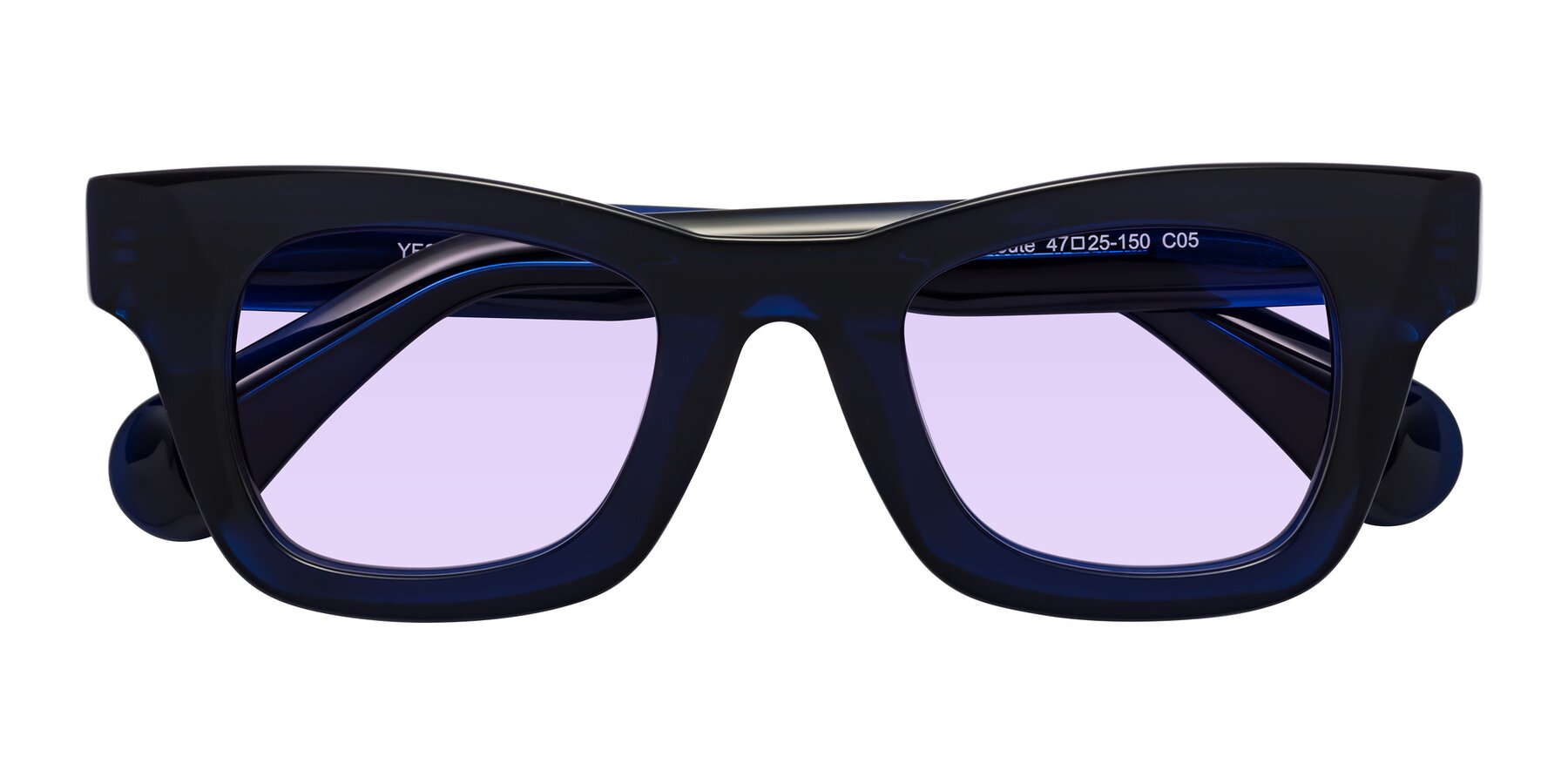 Folded Front of Route in Dark Navy with Light Purple Tinted Lenses