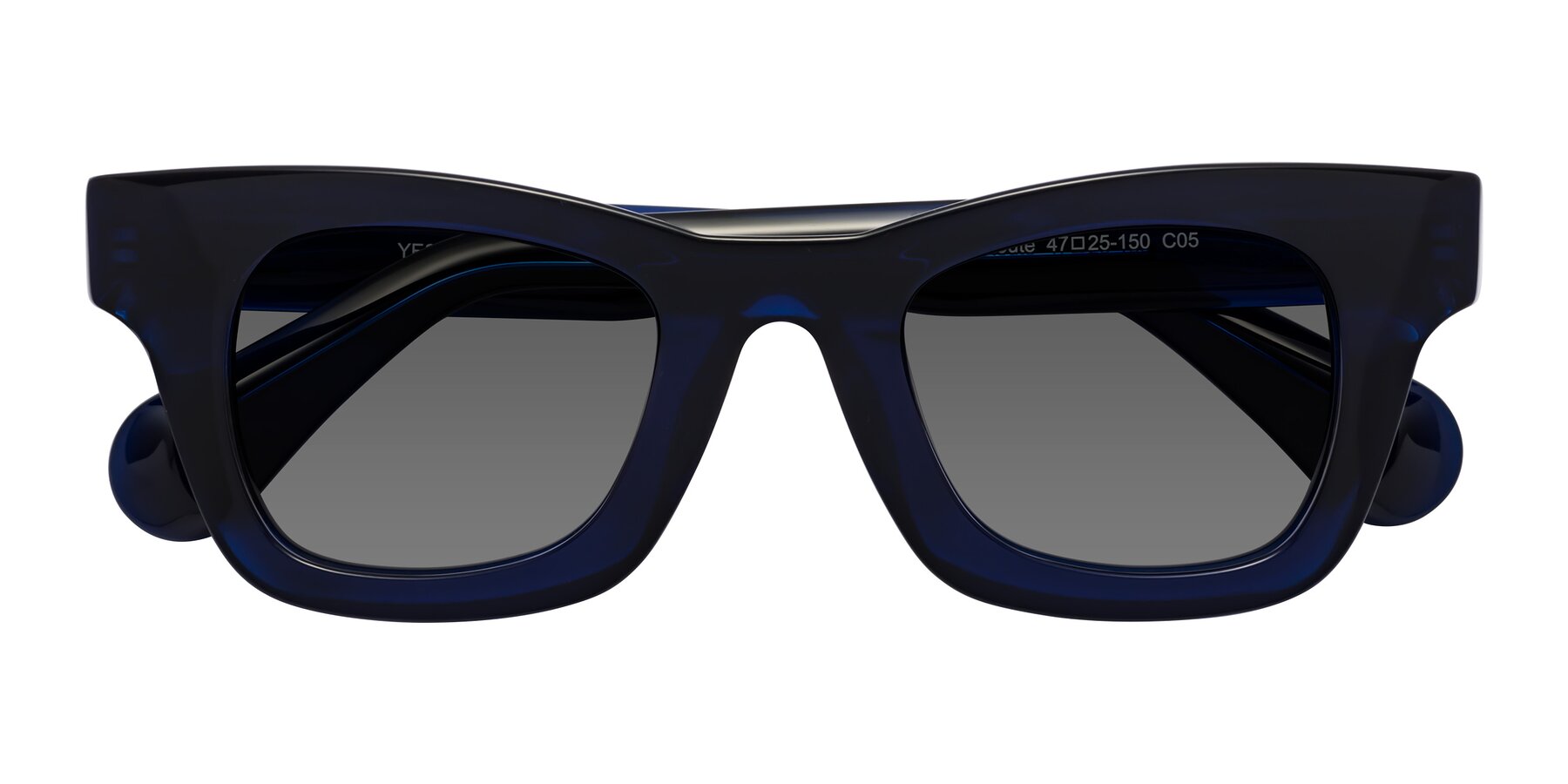 Folded Front of Route in Dark Navy with Medium Gray Tinted Lenses