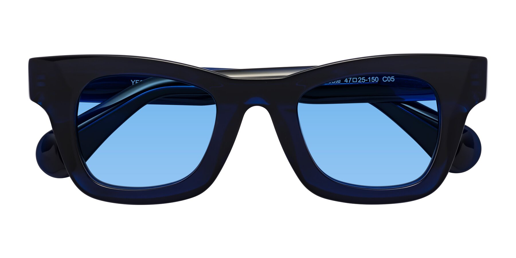 Folded Front of Route in Dark Navy with Medium Blue Tinted Lenses