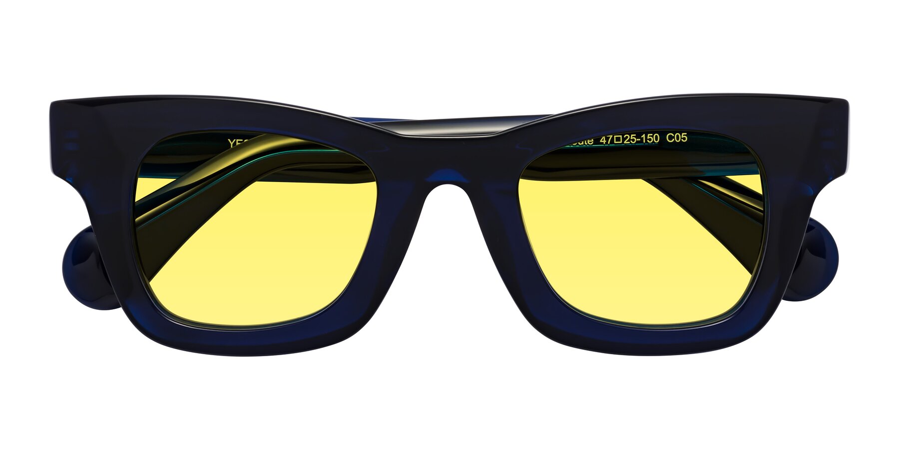 Folded Front of Route in Dark Navy with Medium Yellow Tinted Lenses
