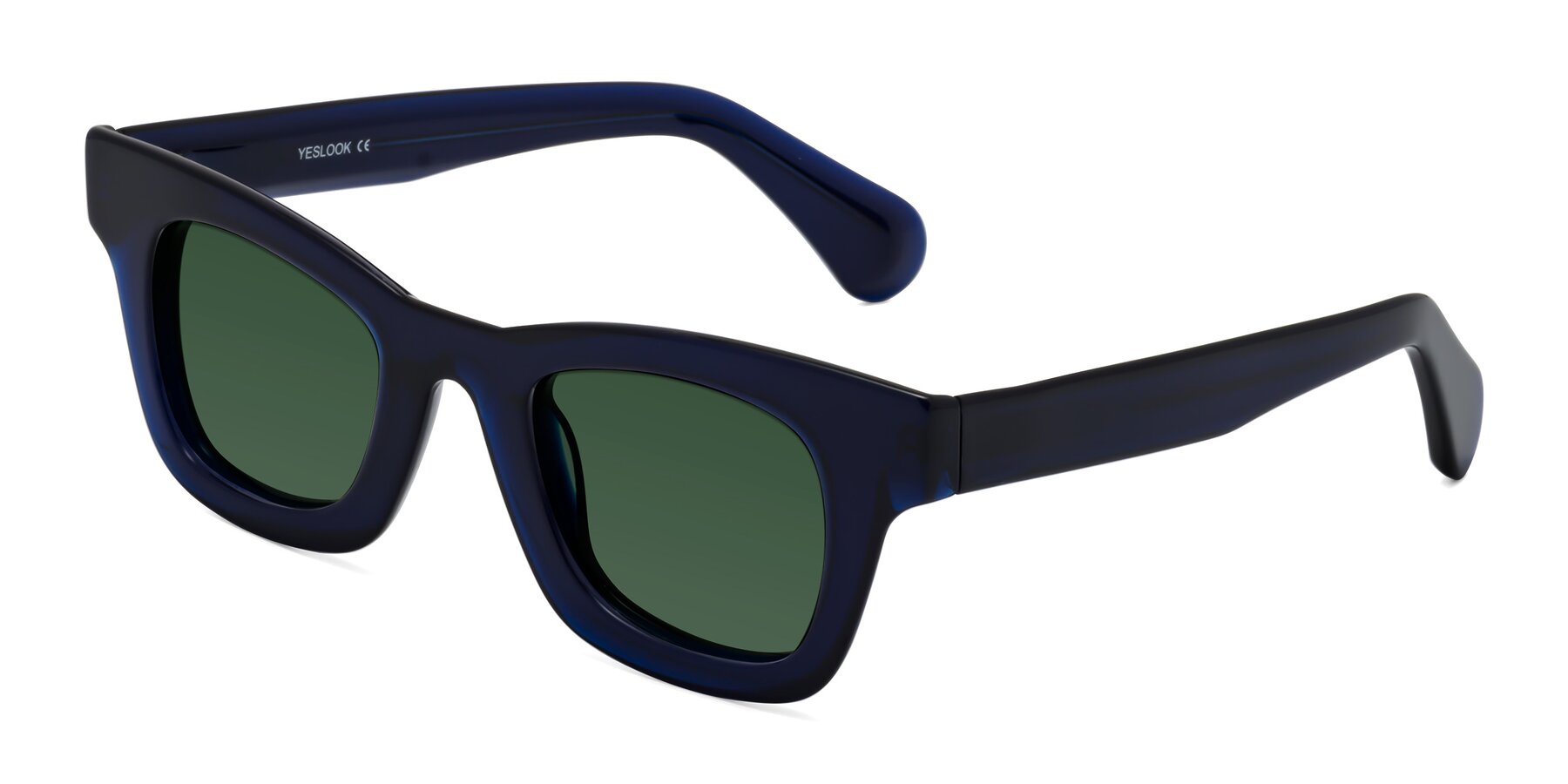 Angle of Route in Dark Navy with Green Tinted Lenses