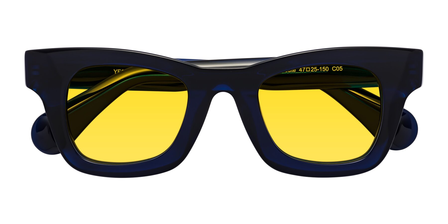 Folded Front of Route in Dark Navy with Yellow Tinted Lenses