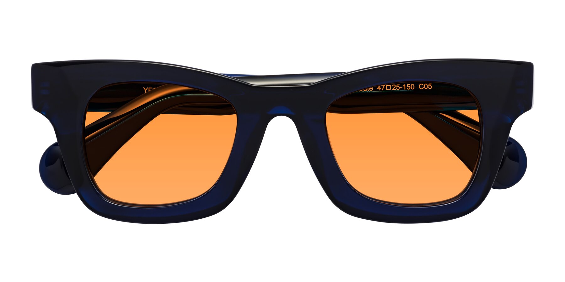 Folded Front of Route in Dark Navy with Orange Tinted Lenses