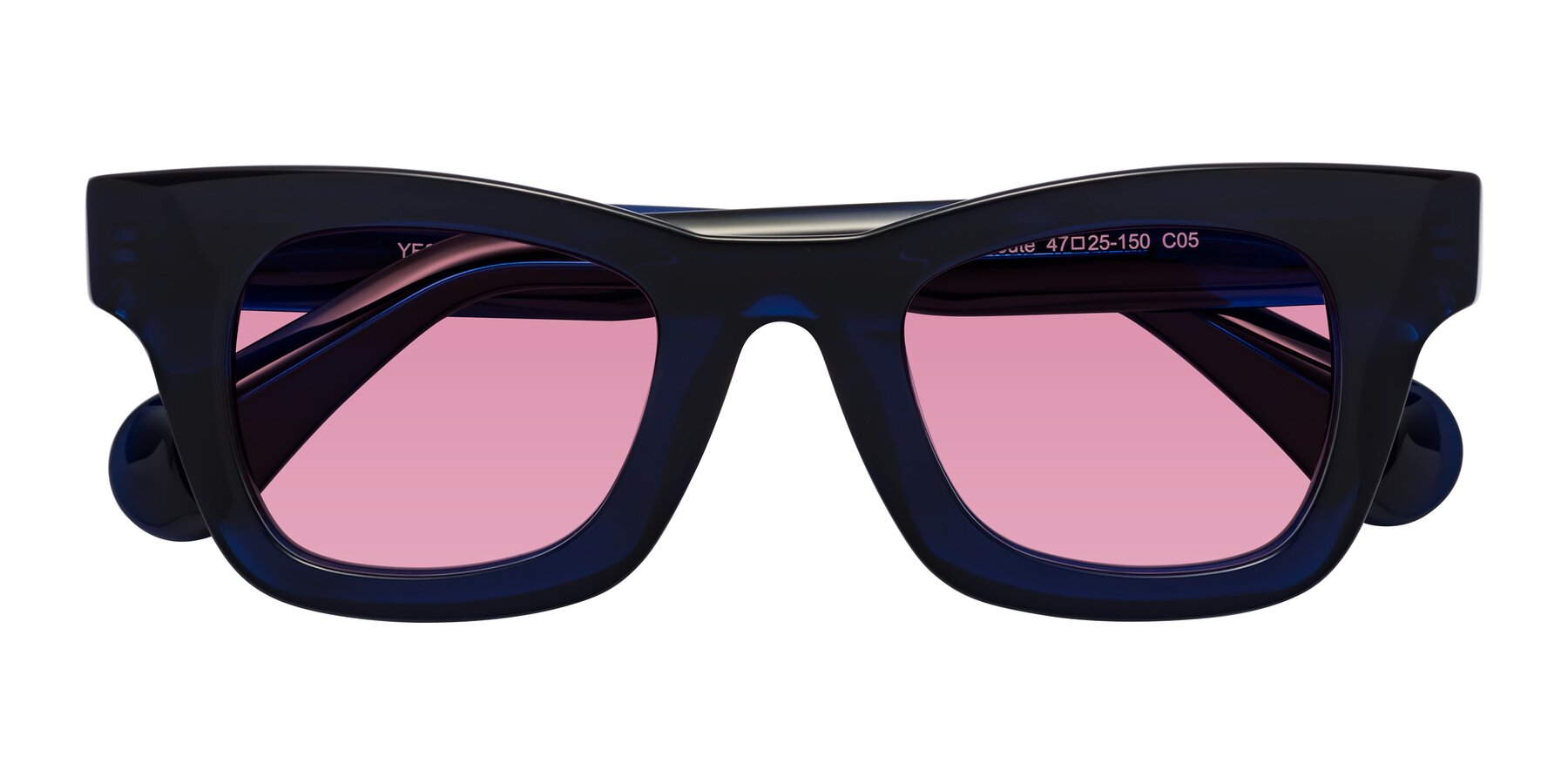 Folded Front of Route in Dark Navy with Medium Wine Tinted Lenses