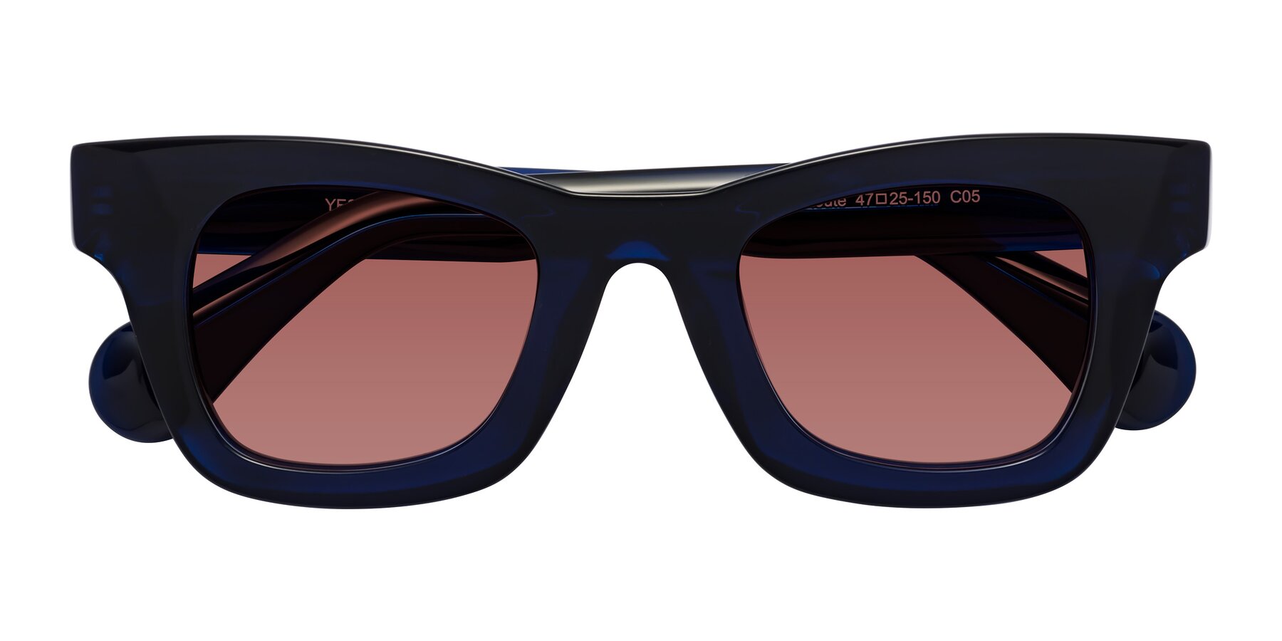 Folded Front of Route in Dark Navy with Garnet Tinted Lenses