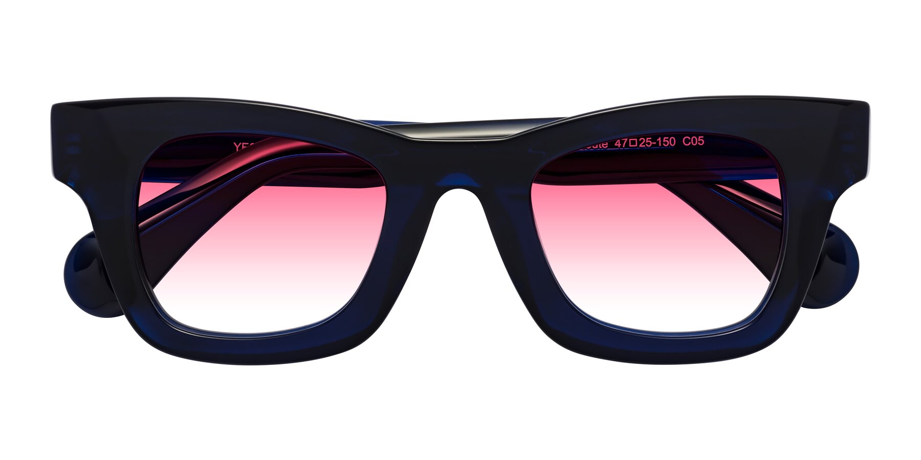 Folded Front of Route in Dark Navy with Pink Gradient Lenses