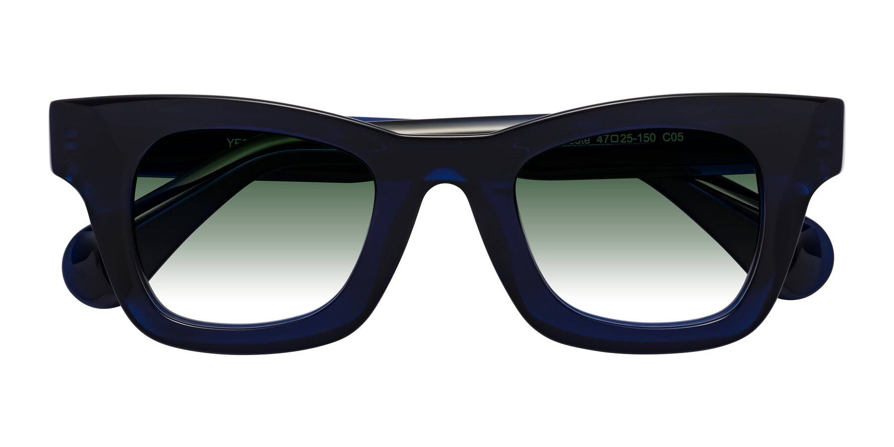 Folded Front of Route in Dark Navy with Green Gradient Lenses