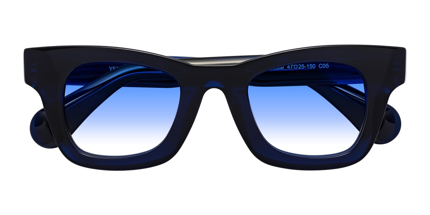 X-LAB 8004 Muscot Style Sunglasses – Dark Havana Gradient Blue, Gold Frame, Unisex