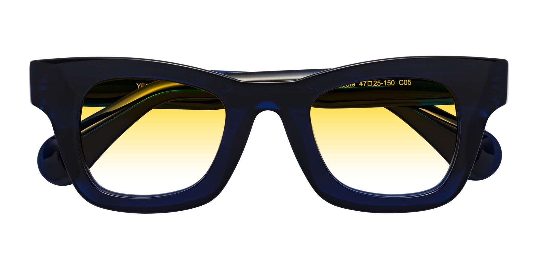 Folded Front of Route in Dark Navy with Yellow Gradient Lenses