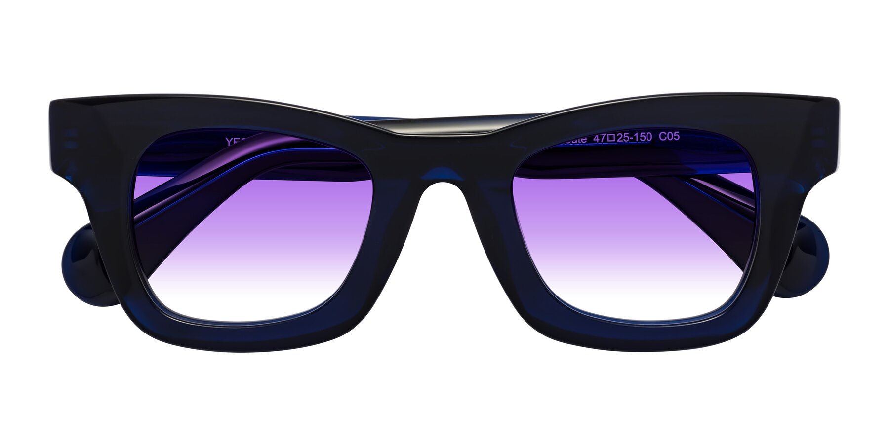 Folded Front of Route in Dark Navy with Purple Gradient Lenses