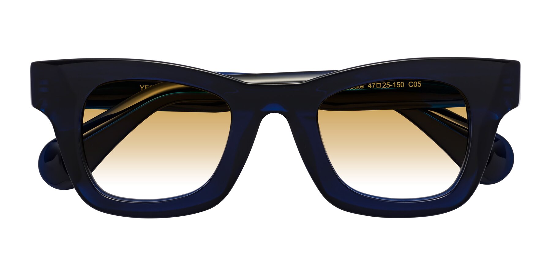 Folded Front of Route in Dark Navy with Champagne Gradient Lenses