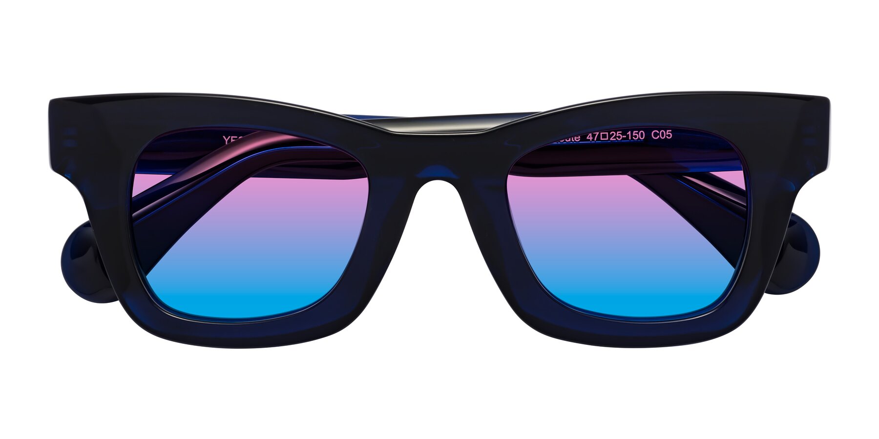 Folded Front of Route in Dark Navy with Pink / Blue Gradient Lenses