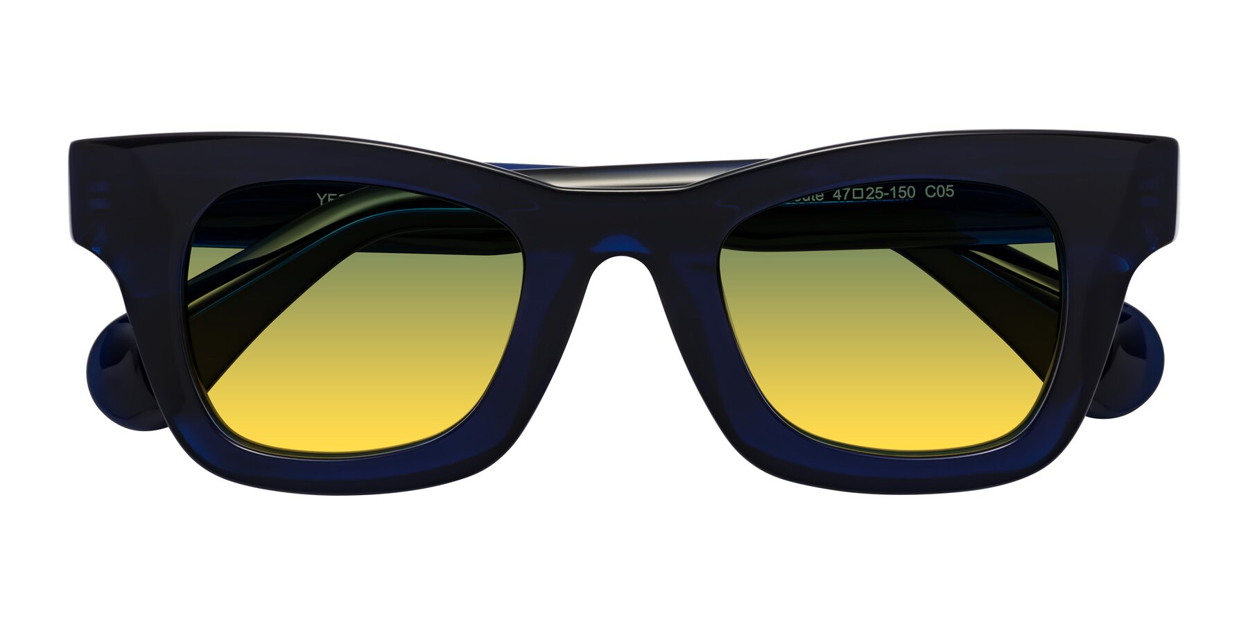 Folded Front of Route in Dark Navy with Green / Yellow Gradient Lenses