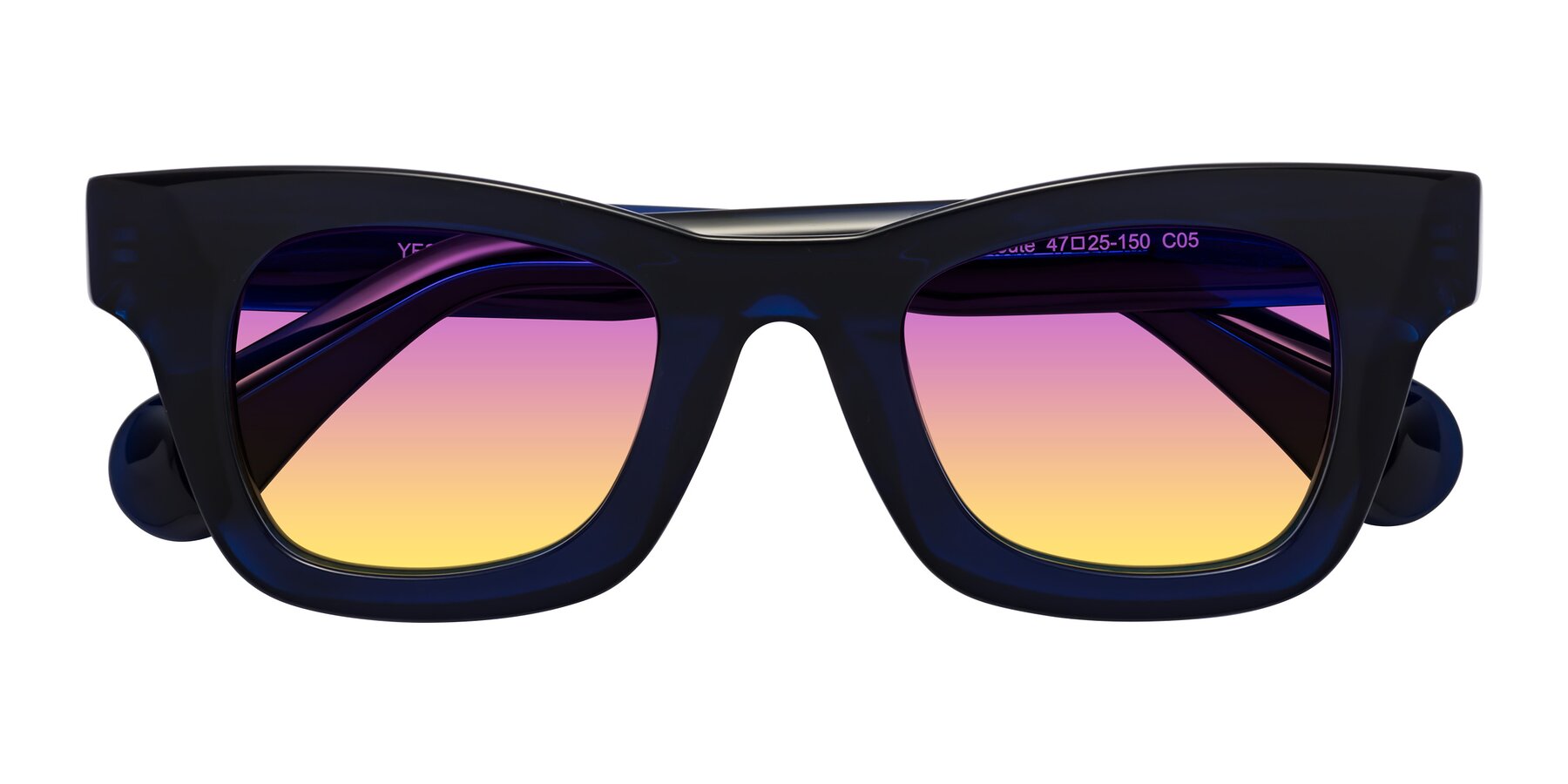 Folded Front of Route in Dark Navy with Purple / Yellow Gradient Lenses