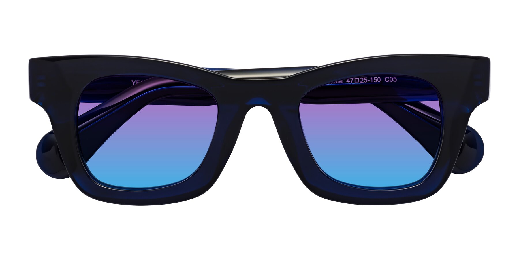 Folded Front of Route in Dark Navy with Purple / Blue Gradient Lenses