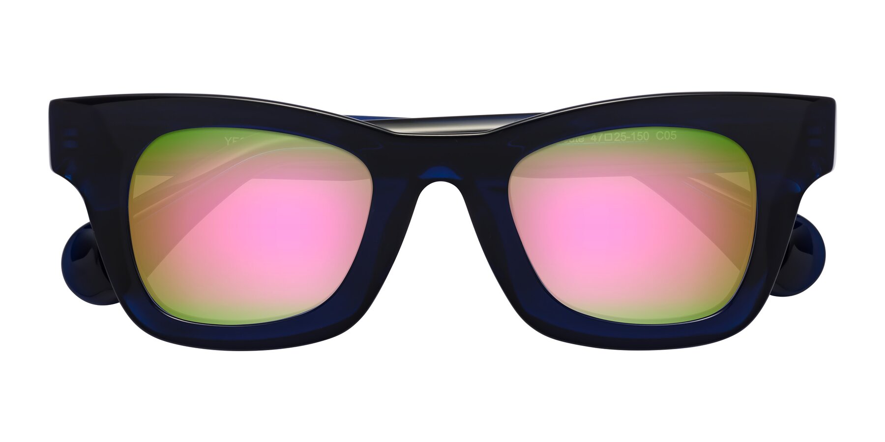 Folded Front of Route in Dark Navy with Pink Mirrored Lenses