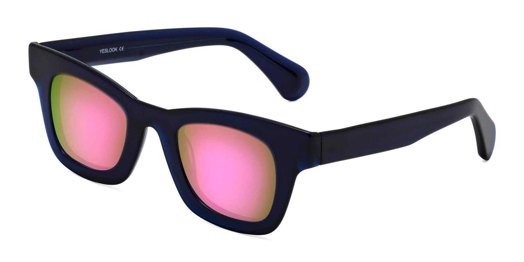 Angle of Route in Dark Navy with Pink Mirrored Lenses