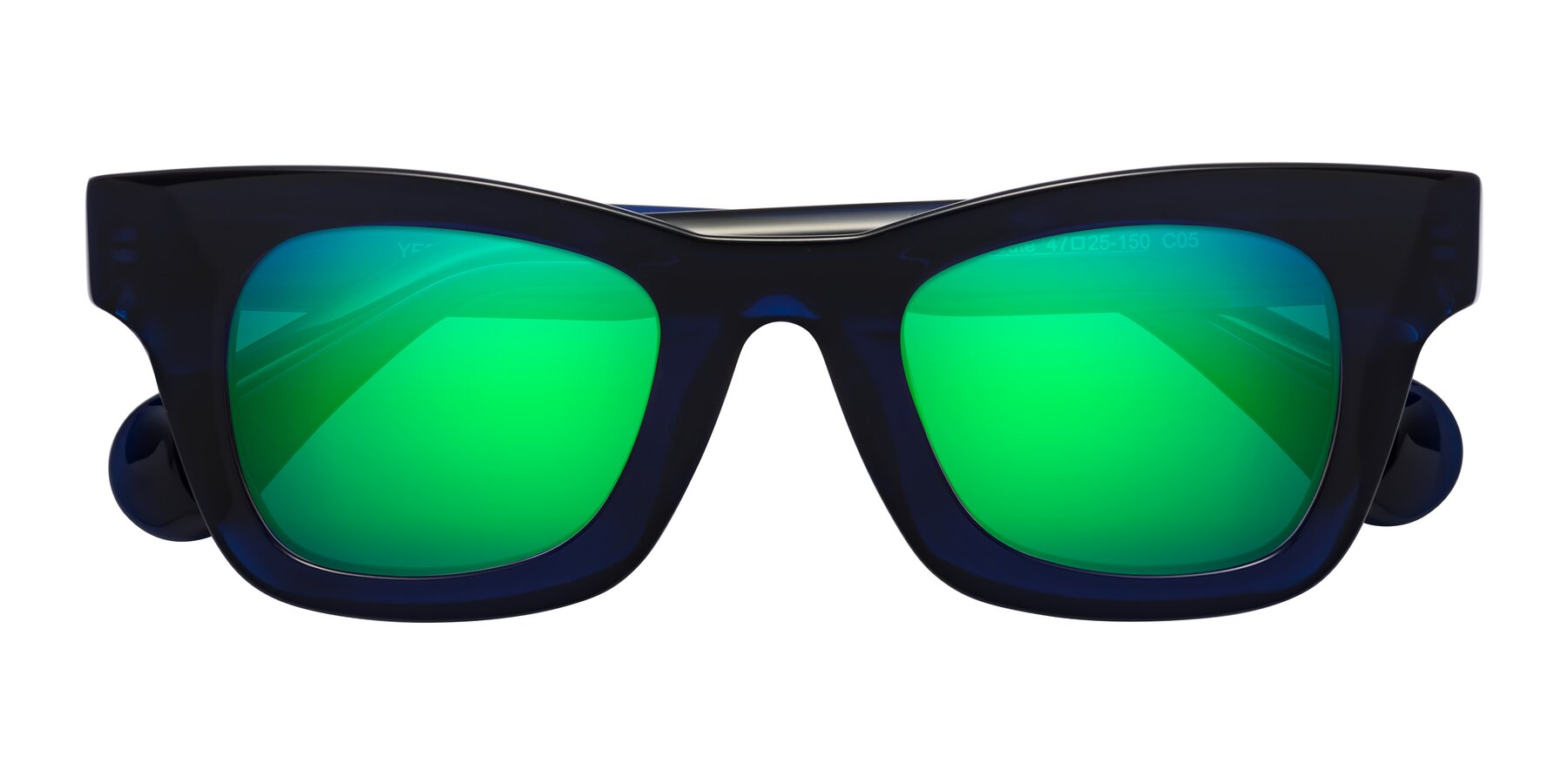 Folded Front of Route in Dark Navy with Green Mirrored Lenses
