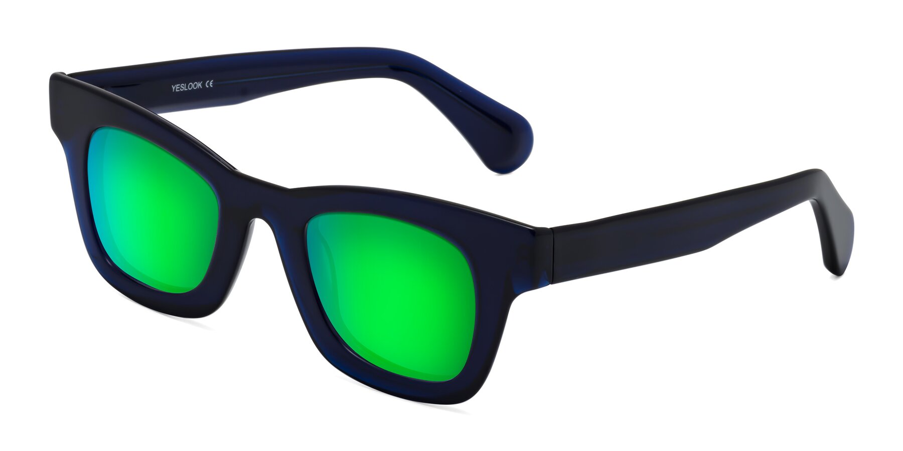 Angle of Route in Dark Navy with Green Mirrored Lenses