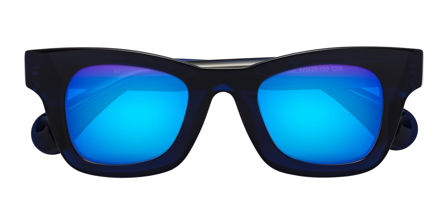 Folded Front of Route in Dark Navy with Blue Mirrored Lenses